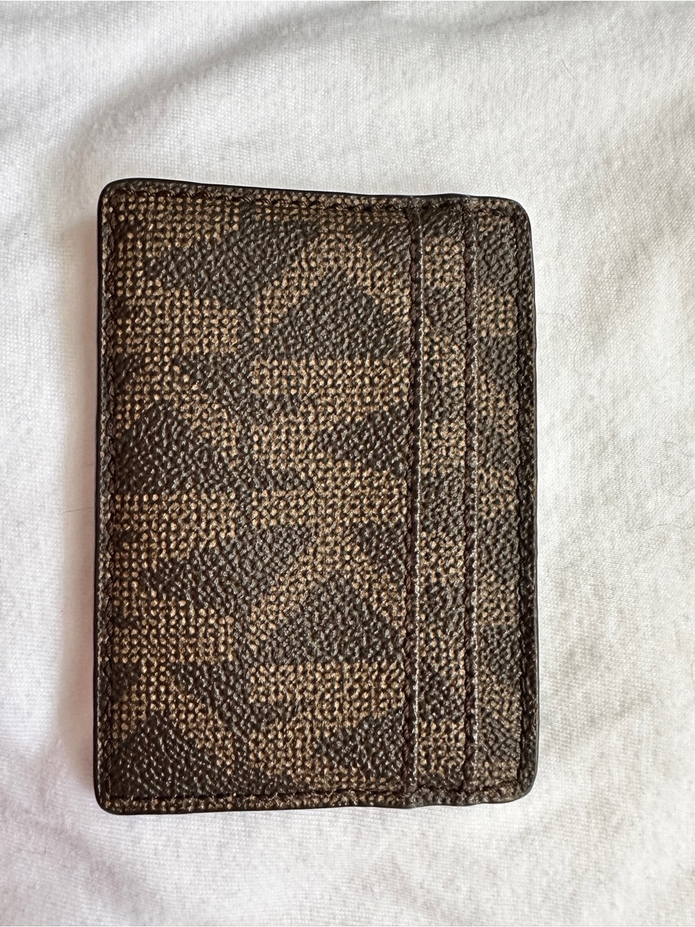 Michael Kors Brown Monogram Card Case with Gold Plate - Picture 2 of 3